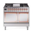 Ilve UND40FQNMPSSP Ilve Und40Fqnmpssp Nostalgie Ii Noblesse 40  Dual Fuel Range (Natural Gas, Solid Door, Stainless Steel, Copper) For Cheap