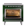 Ilve UNI366QNMPEGC Ilve Uni366Qnmpegc Nostalgie Ii Noblesse 36  Induction Range (Solid Door, Emerald Green, Chrome) Hot on Sale