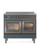 Ilve UNDI406NMPBGG Ilve Undi406Nmpbgg Nostalgie Ii Noblesse 40  Induction Range (Triple Glass Door, Blue Grey, Brass) Online Hot Sale