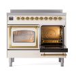 Ilve UNDI406NMPAWG Ilve Undi406Nmpawg Nostalgie Ii Noblesse 40  Induction Range (Triple Glass Door, Antique White, Brass) Online Sale