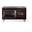 Ilve UN60FNMPBUBLP Ilve Un60Fnmpbublp Nostalgie Ii Noblesse 60  Dual Fuel Range (9 Sealed Burners + Griddle, Liquid Propane, Triple Glass Door, Burgundy, Burnished) For Sale