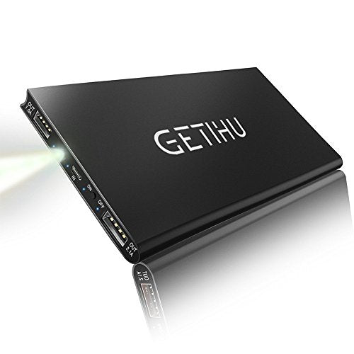 GETIHU 10000 mAh Portable Power Bank with 2 USB Ports Mobile Charger External Battery Backup Ultra Slim Thin Powerbank Compatible with iPhone X 8 7 6s 6 Plus 5s 5 Samsung Cell Phone iPad(Black) Sale