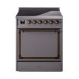 Ilve UNI304QNMPMGB Ilve Uni304Qnmpmgb Nostalgie Ii Noblesse 30  Induction Range (Solid Door, Graphite Matte, Burnished) Online