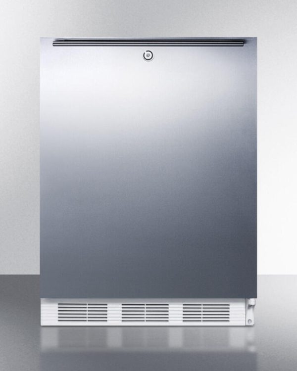 Summit AL750LSSHH Ada Compliant All-Refrigerator For Freestanding General Purpose Use, Auto Defrost W Lock, Ss Door, Horizontal Handle, And White Cabinet Hot on Sale