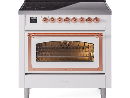 Ilve UNI366NMPWHP Ilve Uni366Nmpwhp Nostalgie Ii Noblesse 36  Induction Range (Triple Glass Door, White, Copper) Fashion