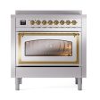 Ilve UNI366NMPSSG Ilve Uni366Nmpssg Nostalgie Ii Noblesse 36  Induction Range (Triple Glass Door, Stainless Steel, Brass) Supply