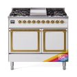 Ilve UND40FQNMPRAG Ilve Und40Fqnmprag Nostalgie Ii Noblesse 40  Dual Fuel Range (Natural Gas, Solid Door, Ral, Brass) Discount