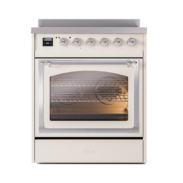 Ilve UNI304NMPAWC Ilve Uni304Nmpawc Nostalgie Ii Noblesse 30  Induction Range (Triple Glass Door, Antique White, Chrome) Supply