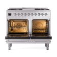 Ilve UND40FQNMPSSCLP Ilve Und40Fqnmpssclp Nostalgie Ii Noblesse 40  Dual Fuel Range (Liquid Propane, Solid Door, Stainless Steel, Chrome) Online now