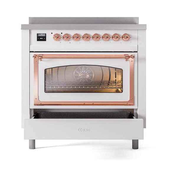 Ilve UNI366NMPWHP Ilve Uni366Nmpwhp Nostalgie Ii Noblesse 36  Induction Range (Triple Glass Door, White, Copper) Fashion