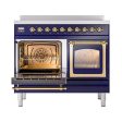 Ilve UNDI406NMPMBG Ilve Undi406Nmpmbg Nostalgie Ii Noblesse 40  Induction Range (Triple Glass Door, Midnight Blue, Brass) Hot on Sale