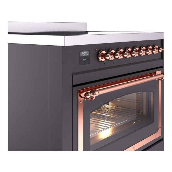 Ilve UNI366NMPMGP Ilve Uni366Nmpmgp Nostalgie Ii Noblesse 36  Induction Range (Triple Glass Door, Graphite Matte, Copper) Online now