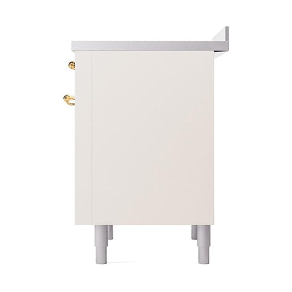 Ilve UNI366QNMPAWG Ilve Uni366Qnmpawg Nostalgie Ii Noblesse 36  Induction Range (Solid Door, Antique White, Brass) Fashion