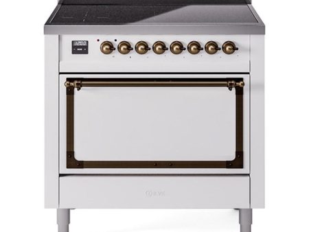 Ilve UNI366QNMPWHB Ilve Uni366Qnmpwhb Nostalgie Ii Noblesse 36  Induction Range (Solid Door, White, Burnished) Online Hot Sale