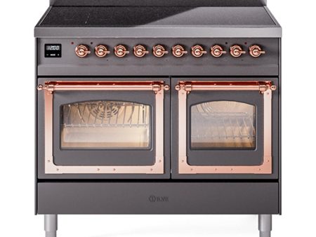 Ilve UNDI406NMPMGP Ilve Undi406Nmpmgp Nostalgie Ii Noblesse 40  Induction Range (Triple Glass Door, Graphite Matte, Copper) Online Sale