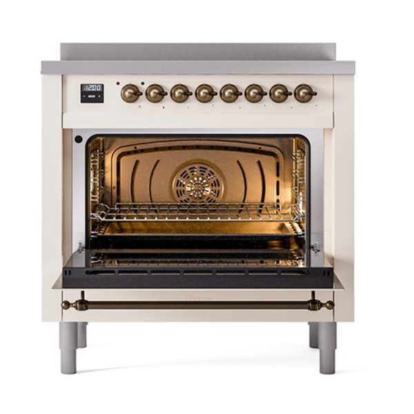 Ilve UNI366NMPAWB Ilve Uni366Nmpawb Nostalgie Ii Noblesse 36  Induction Range (Triple Glass Door, Antique White, Burnished) Discount