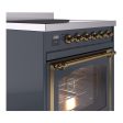 Ilve UNI304NMPBGG Ilve Uni304Nmpbgg Nostalgie Ii Noblesse 30  Induction Range (Triple Glass Door, Blue Grey, Brass) Online