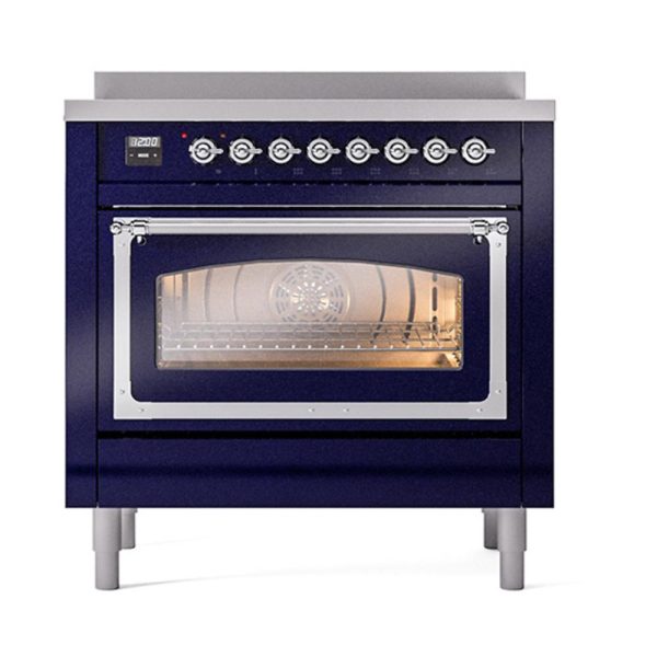 Ilve UNI366NMPMBC Ilve Uni366Nmpmbc Nostalgie Ii Noblesse 36  Induction Range (Triple Glass Door, Midnight Blue, Chrome) Hot on Sale