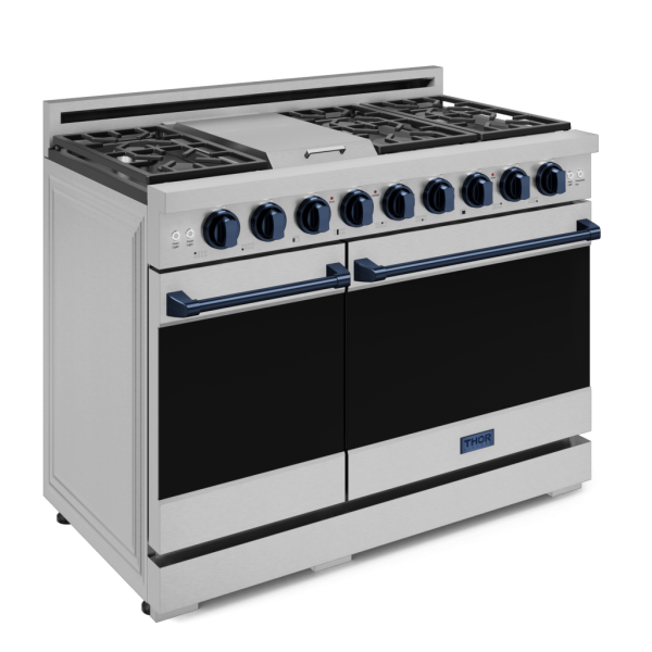 Thor Kitchen RSG48EBLU 48 Inch Professional Gas Range With Pro-Style Knobs In Stainless Steel Blue Gordon Ramsay Series - Rsg48E-Blu Online now