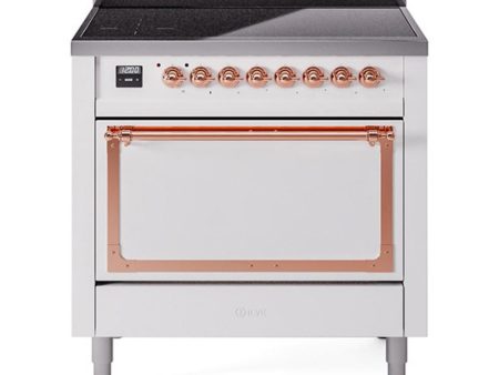 Ilve UNI366QNMPWHP Ilve Uni366Qnmpwhp Nostalgie Ii Noblesse 36  Induction Range (Solid Door, White, Copper) Online