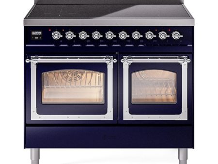 Ilve UNDI406NMPMBC Ilve Undi406Nmpmbc Nostalgie Ii Noblesse 40  Induction Range (Triple Glass Door, Midnight Blue, Chrome) For Sale