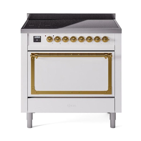 Ilve UNI366QNMPWHG Ilve Uni366Qnmpwhg Nostalgie Ii Noblesse 36  Induction Range (Solid Door, White, Brass) Online now