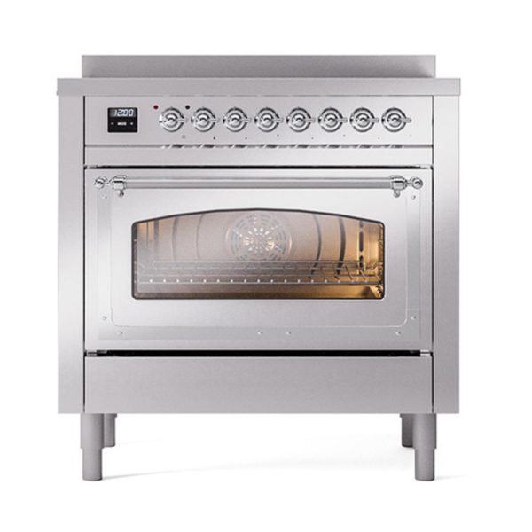 Ilve UNI366NMPSSC Ilve Uni366Nmpssc Nostalgie Ii Noblesse 36  Induction Range (Triple Glass Door, Stainless Steel, Chrome) Online Hot Sale