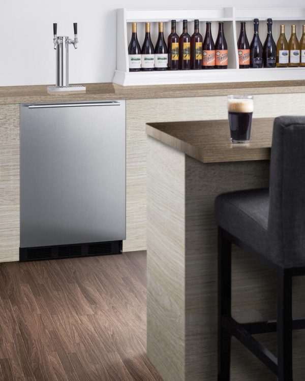 Summit SBC58BBIADA Built-In Undercounter Ada Height Commercially Listed Dual Tap Beer Dispenser With Stainless Steel Wrapped Door And Black Cabinet Discount