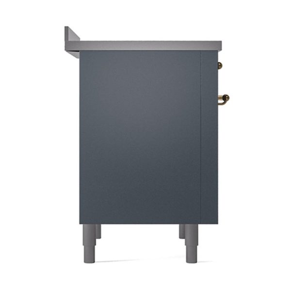 Ilve UNI366QNMPBGG Ilve Uni366Qnmpbgg Nostalgie Ii Noblesse 36  Induction Range (Solid Door, Blue Grey, Brass) Supply