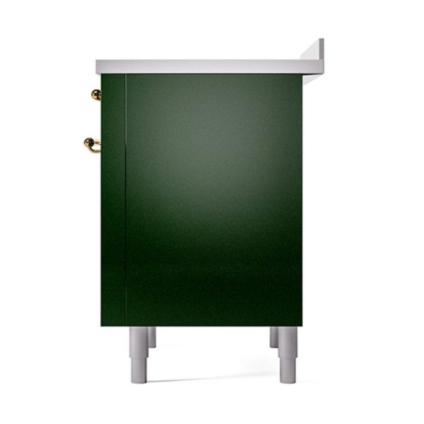 Ilve UNI366QNMPEGG Ilve Uni366Qnmpegg Nostalgie Ii Noblesse 36  Induction Range (Solid Door, Emerald Green, Brass) Online Sale