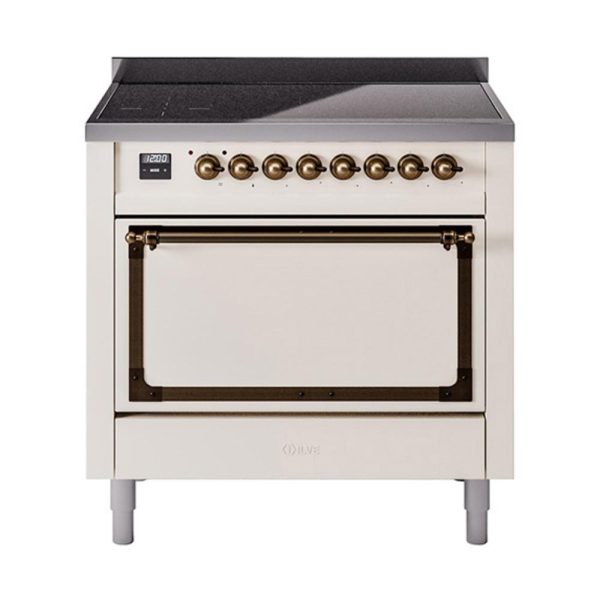 Ilve UNI366QNMPAWB Ilve Uni366Qnmpawb Nostalgie Ii Noblesse 36  Induction Range (Solid Door, Antique White, Burnished) Sale