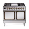 Ilve UND40FQNMPSSBLP Ilve Und40Fqnmpssblp Nostalgie Ii Noblesse 40  Dual Fuel Range (Liquid Propane, Solid Door, Stainless Steel, Burnished) Sale