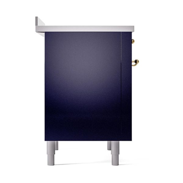 Ilve UNI366QNMPMBG Ilve Uni366Qnmpmbg Nostalgie Ii Noblesse 36  Induction Range (Solid Door, Midnight Blue, Brass) on Sale