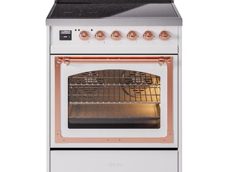 Ilve UNI304NMPWHP Ilve Uni304Nmpwhp Nostalgie Ii Noblesse 30  Induction Range (Triple Glass Door, White, Copper) Hot on Sale