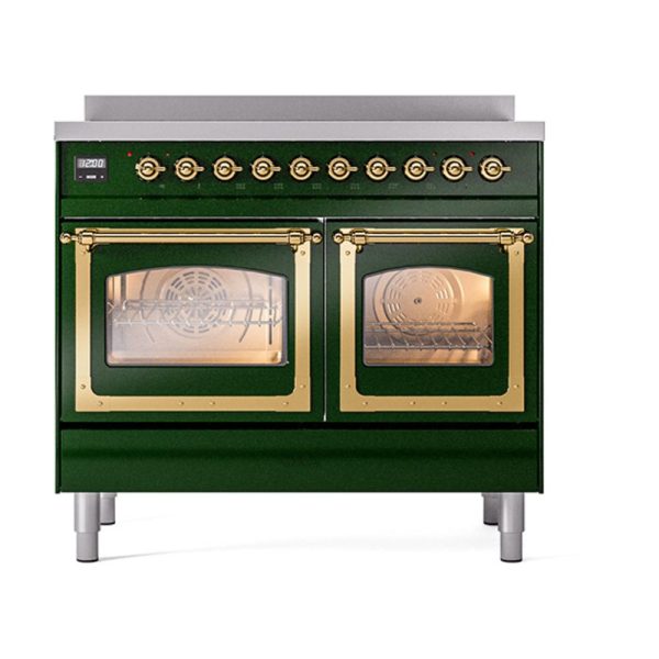 Ilve UNDI406NMPEGG Ilve Undi406Nmpegg Nostalgie Ii Noblesse 40  Induction Range (Triple Glass Door, Emerald Green, Brass) Online now