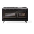 Ilve UN60FNMPBKB Ilve Un60Fnmpbkb Nostalgie Ii Noblesse 60  Dual Fuel Range (9 Sealed Burners + Griddle, Natural Gas, Triple Glass Door, Glossy Black, Burnished) Supply