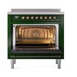 Ilve UNI366QNMPEGB Ilve Uni366Qnmpegb Nostalgie Ii Noblesse 36  Induction Range (Solid Door, Emerald Green, Burnished) Sale