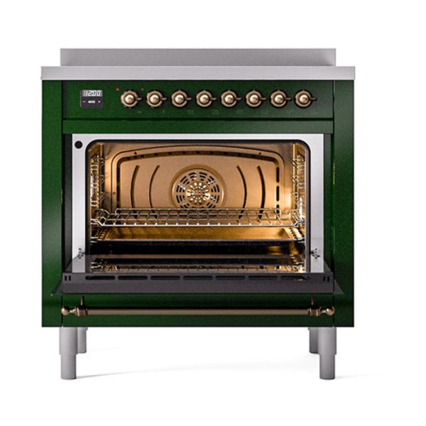 Ilve UNI366QNMPEGB Ilve Uni366Qnmpegb Nostalgie Ii Noblesse 36  Induction Range (Solid Door, Emerald Green, Burnished) Sale