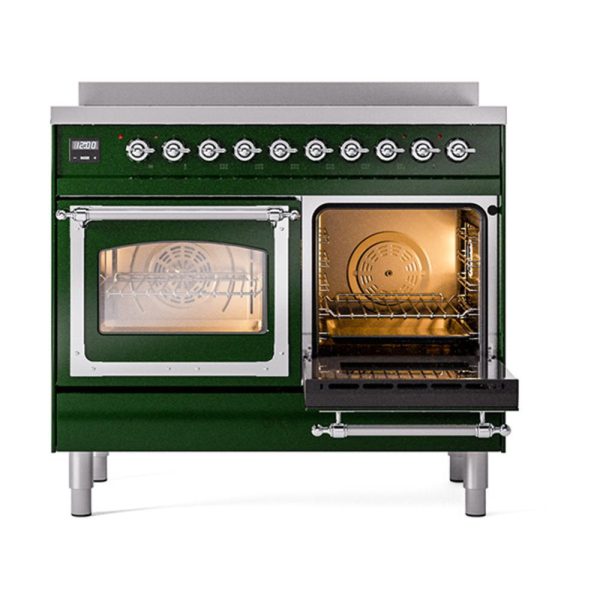 Ilve UNDI406NMPEGC Ilve Undi406Nmpegc Nostalgie Ii Noblesse 40  Induction Range (Triple Glass Door, Emerald Green, Chrome) Supply