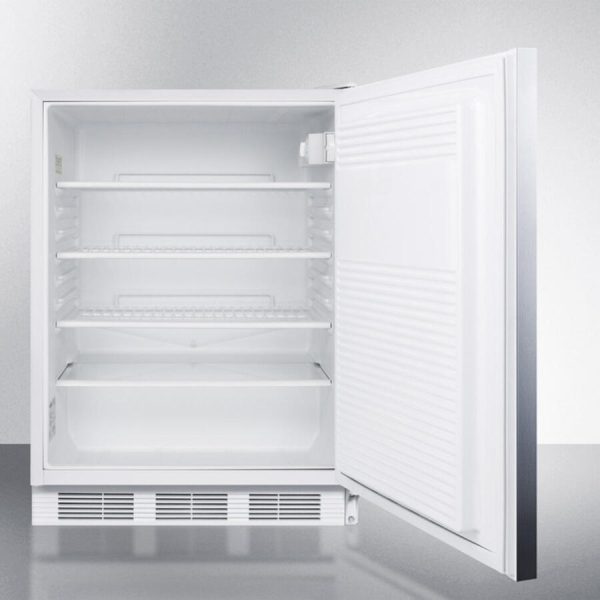 Summit AL750LSSHH Ada Compliant All-Refrigerator For Freestanding General Purpose Use, Auto Defrost W Lock, Ss Door, Horizontal Handle, And White Cabinet Hot on Sale