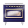 Ilve UNI366NMPMBG Ilve Uni366Nmpmbg Nostalgie Ii Noblesse 36  Induction Range (Triple Glass Door, Midnight Blue, Brass) Sale