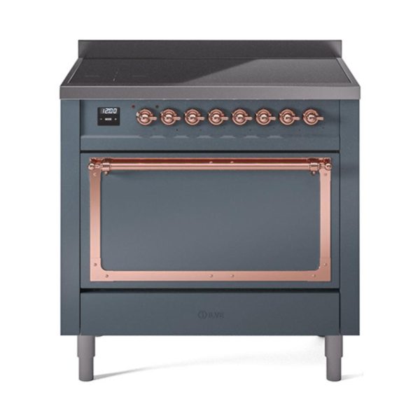 Ilve UNI366QNMPBGP Ilve Uni366Qnmpbgp Nostalgie Ii Noblesse 36  Induction Range (Solid Door, Blue Grey, Copper) Online now