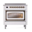 Ilve UNI366NMPWHB Ilve Uni366Nmpwhb Nostalgie Ii Noblesse 36  Induction Range (Triple Glass Door, White, Burnished) Online now