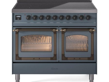 Ilve UNDI406NMPBGB Ilve Undi406Nmpbgb Nostalgie Ii Noblesse 40  Induction Range (Triple Glass Door, Blue Grey, Burnished) Online Sale