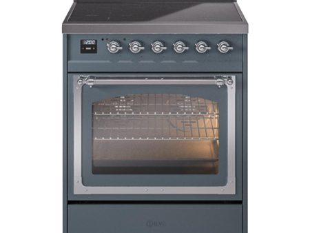 Ilve UNI304NMPBGC Ilve Uni304Nmpbgc Nostalgie Ii Noblesse 30  Induction Range (Triple Glass Door, Blue Grey, Chrome) For Cheap