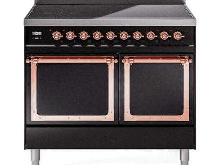 Ilve UNDI406QNMPBKP Ilve Undi406Qnmpbkp Nostalgie Ii Noblesse 40  Induction Range (Solid Door, Glossy Black, Copper) Fashion