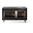 Ilve UN60FNMPBKG Ilve Un60Fnmpbkg Nostalgie Ii Noblesse 60  Dual Fuel Range (9 Sealed Burners + Griddle, Natural Gas, Triple Glass Door, Glossy Black, Brass) Fashion