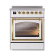 Ilve UNI304NMPWHG Ilve Uni304Nmpwhg Nostalgie Ii Noblesse 30  Induction Range (Triple Glass Door, White, Brass) on Sale