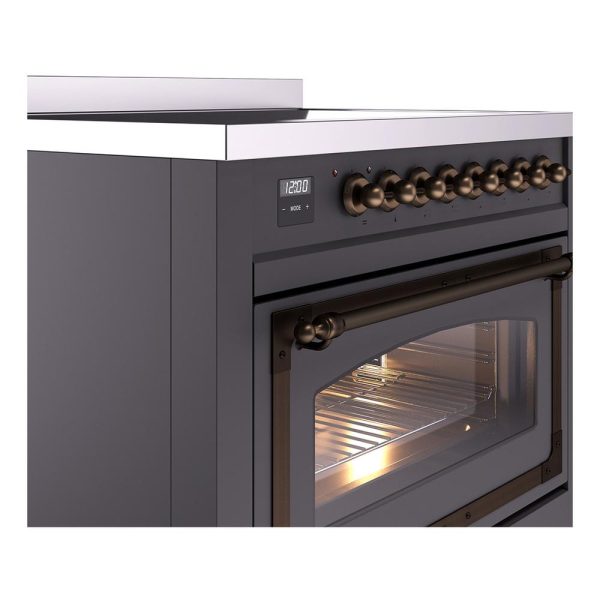 Ilve UNI366NMPMGB Ilve Uni366Nmpmgb Nostalgie Ii Noblesse 36  Induction Range (Triple Glass Door, Graphite Matte, Burnished) Online Hot Sale