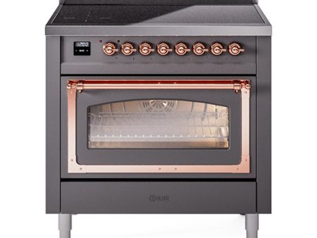 Ilve UNI366NMPMGP Ilve Uni366Nmpmgp Nostalgie Ii Noblesse 36  Induction Range (Triple Glass Door, Graphite Matte, Copper) Online now